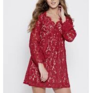 NWT Forever 21 Crimson Lace Overlay Dress